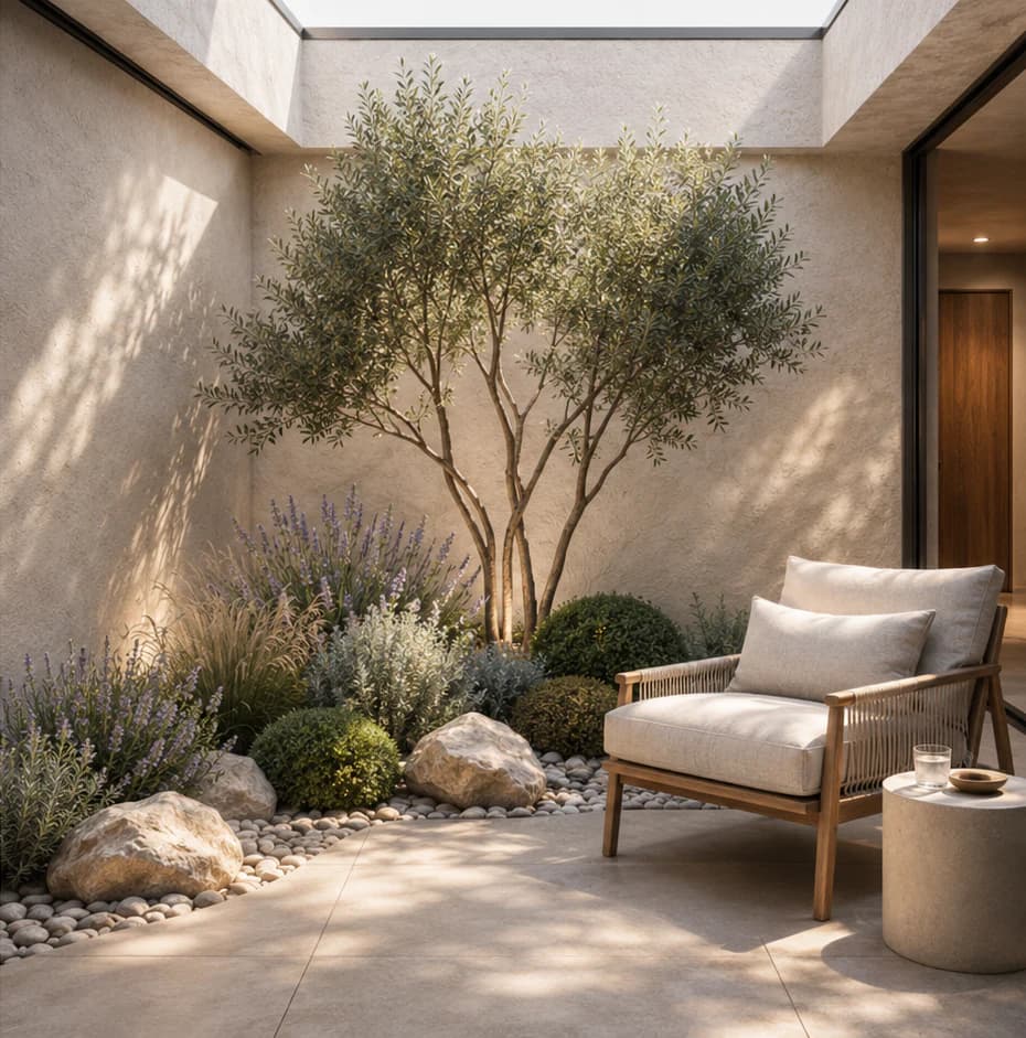 Calm private courtyard inside an Aljezur Village home